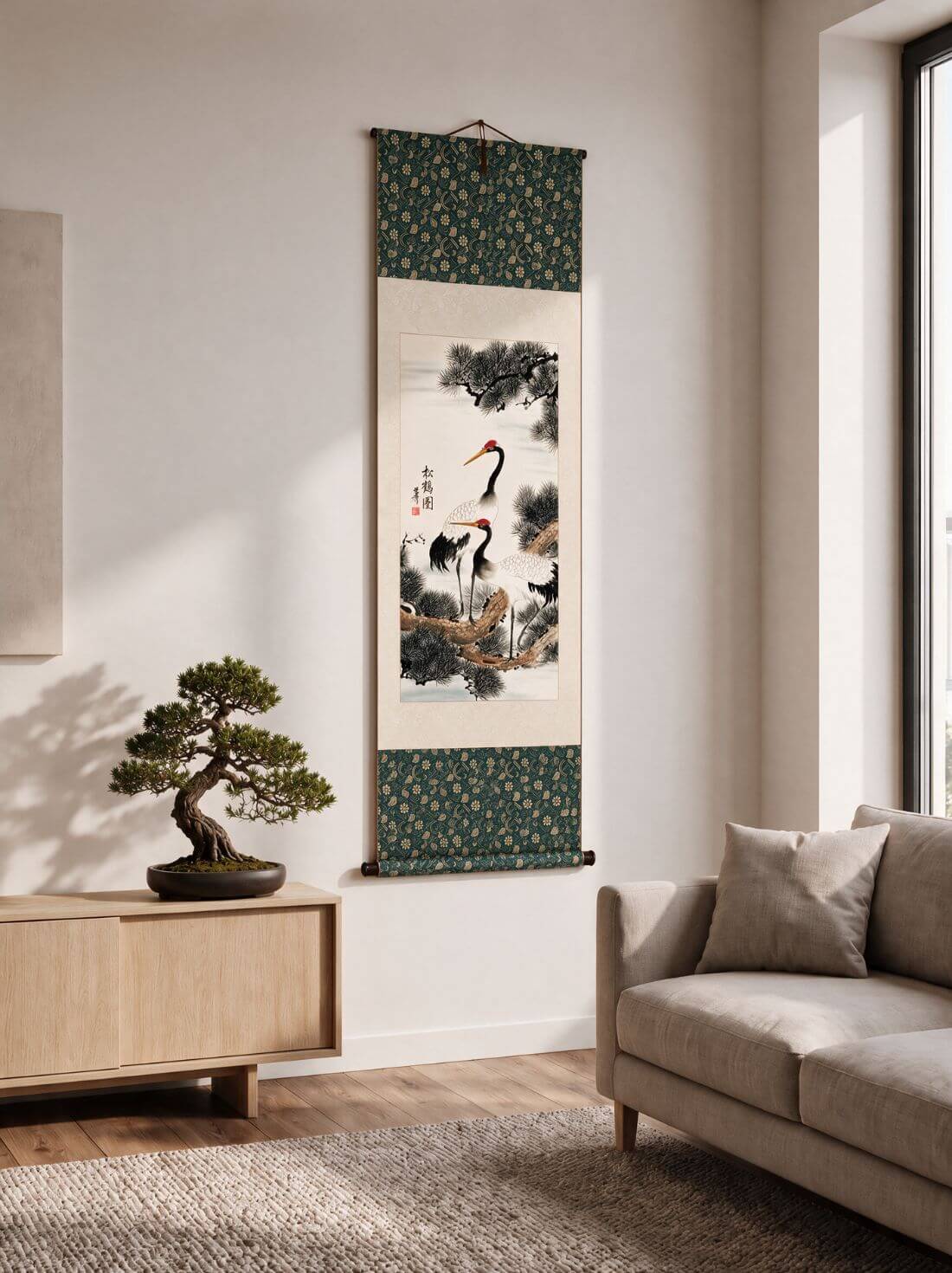 Twin Cranes & Pine