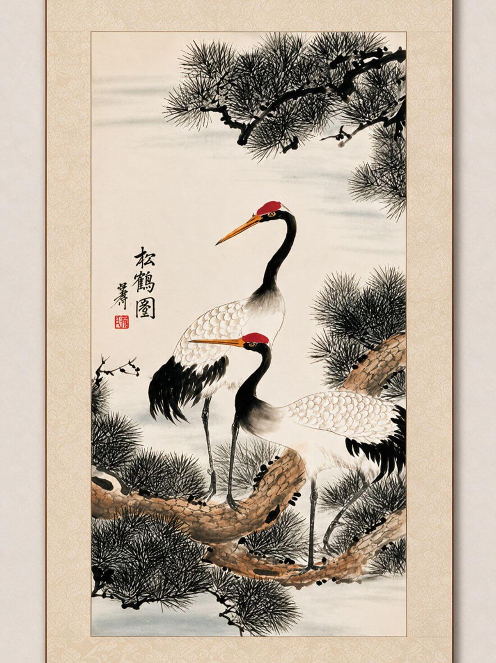 Twin Cranes & Pine